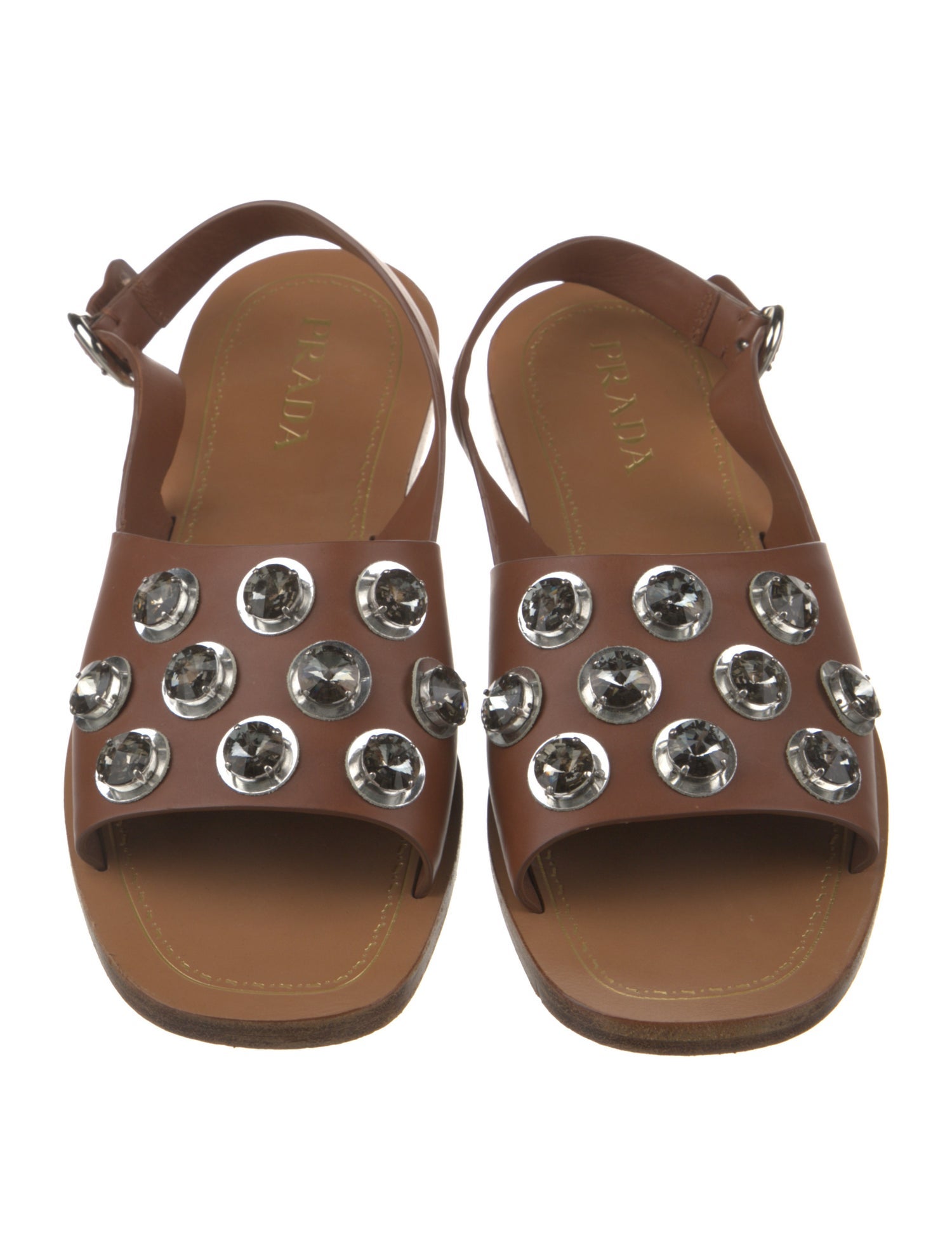 Prada Leather Polka Dot Print Slingback Sandals